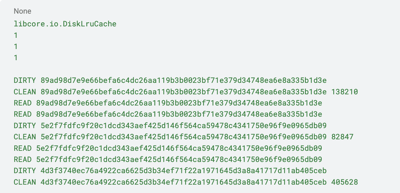 Example of the journaling mechanism in DiskLruCache.